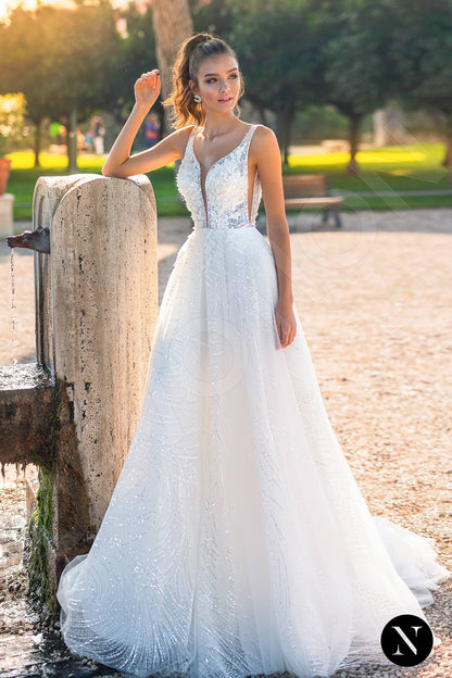 Nerea Full back A-line Sleeveless Wedding Dress Front