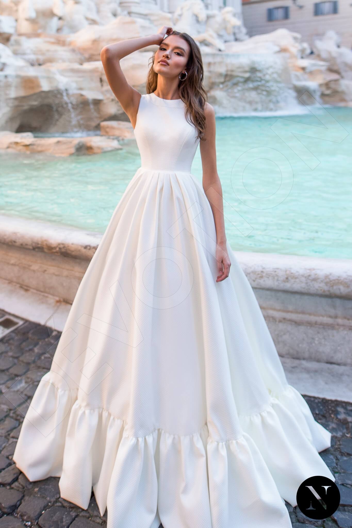 Solidago A-line Jewel Milk Wedding dress