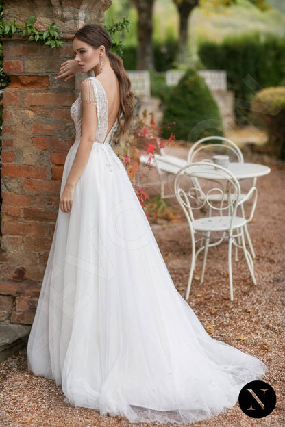 Clover Open back A-line Sleeveless Wedding Dress Back