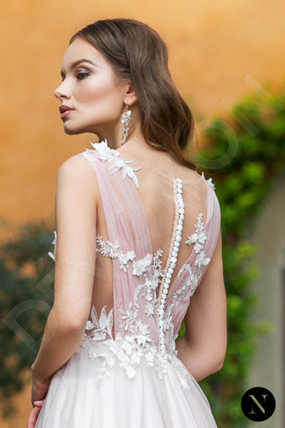 Pink Edelweiss Full back A-line Sleeveless Wedding Dress 6