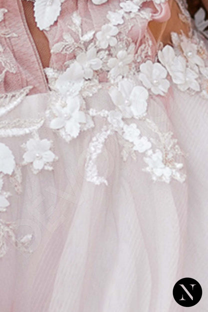 Pink Edelweiss Full back A-line Sleeveless Wedding Dress 5