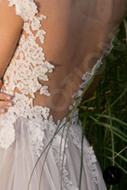 Esnek Full back A-line Short/ Cap sleeve Wedding Dress 6