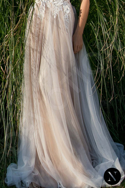 Esnek Full back A-line Short/ Cap sleeve Wedding Dress 4