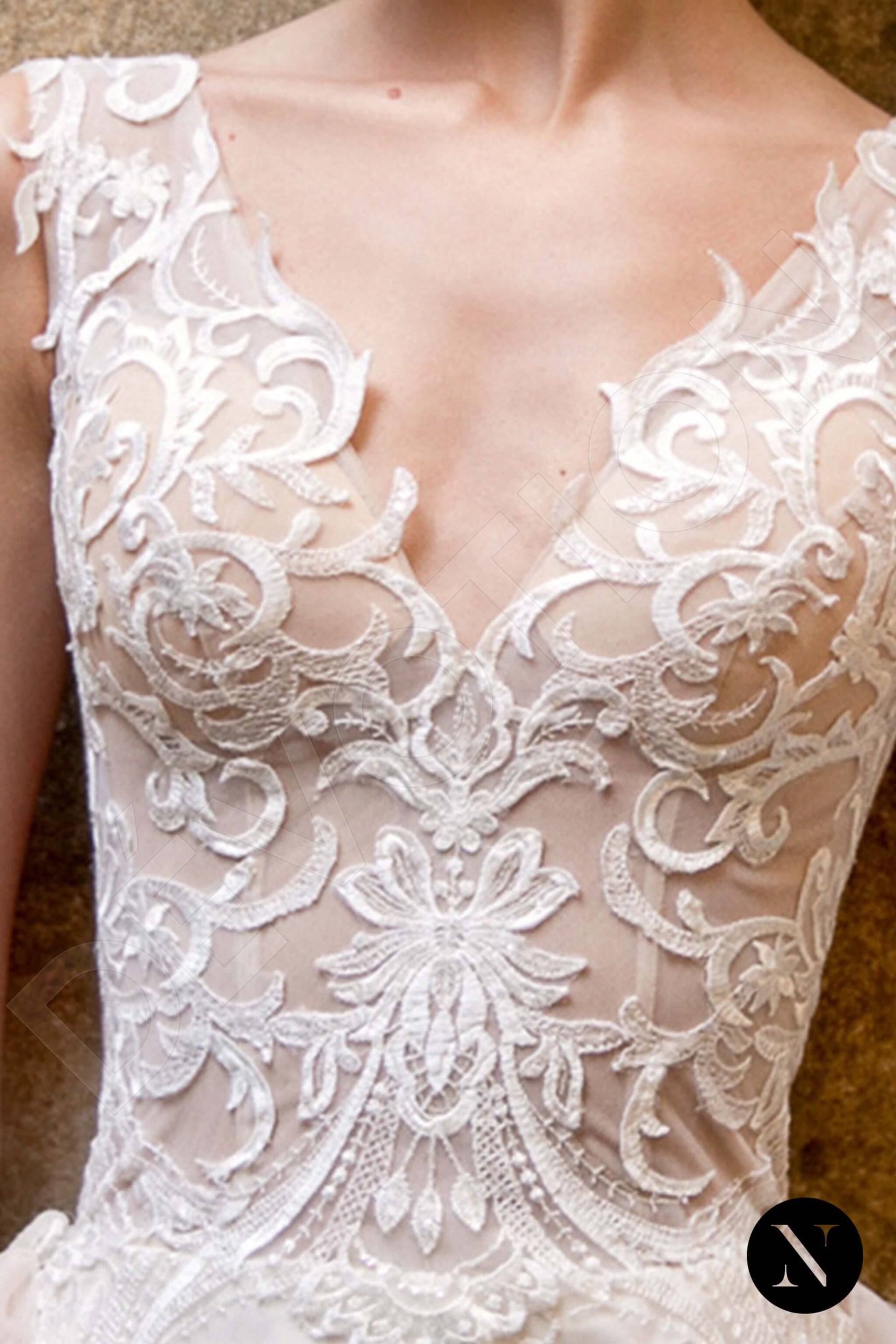 Chantelle Sheath/Column V-neck Milk Nude Wedding dress