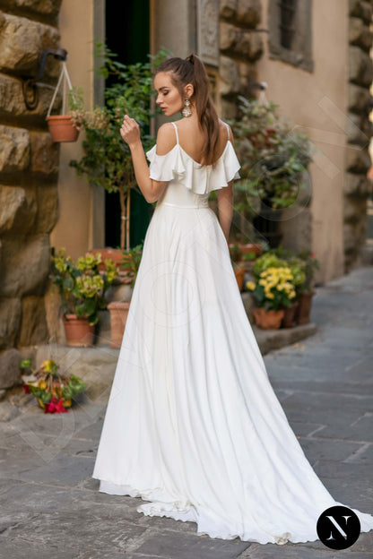 Magnolia Open back A-line Short/ Cap sleeve Wedding Dress Back