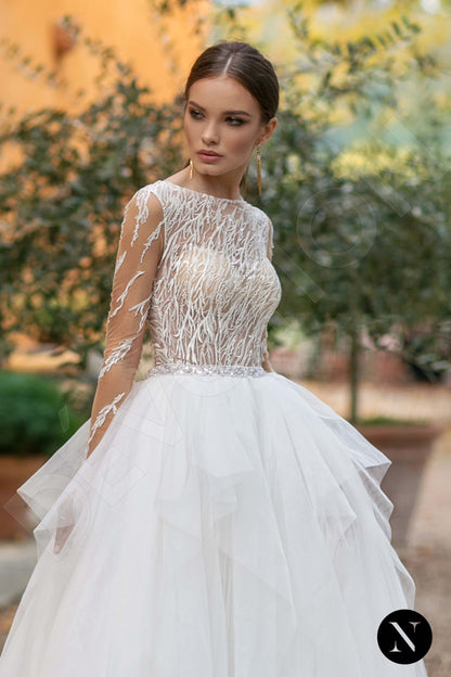 Nermesia Full back Princess/Ball Gown Long sleeve Wedding Dress 2