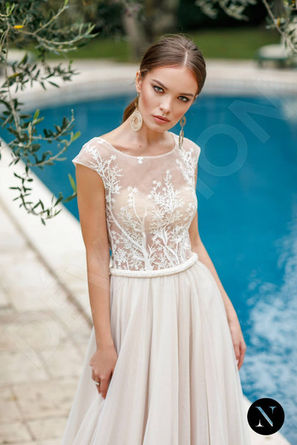 Tulip Full back A-line Short/ Cap sleeve Wedding Dress 2