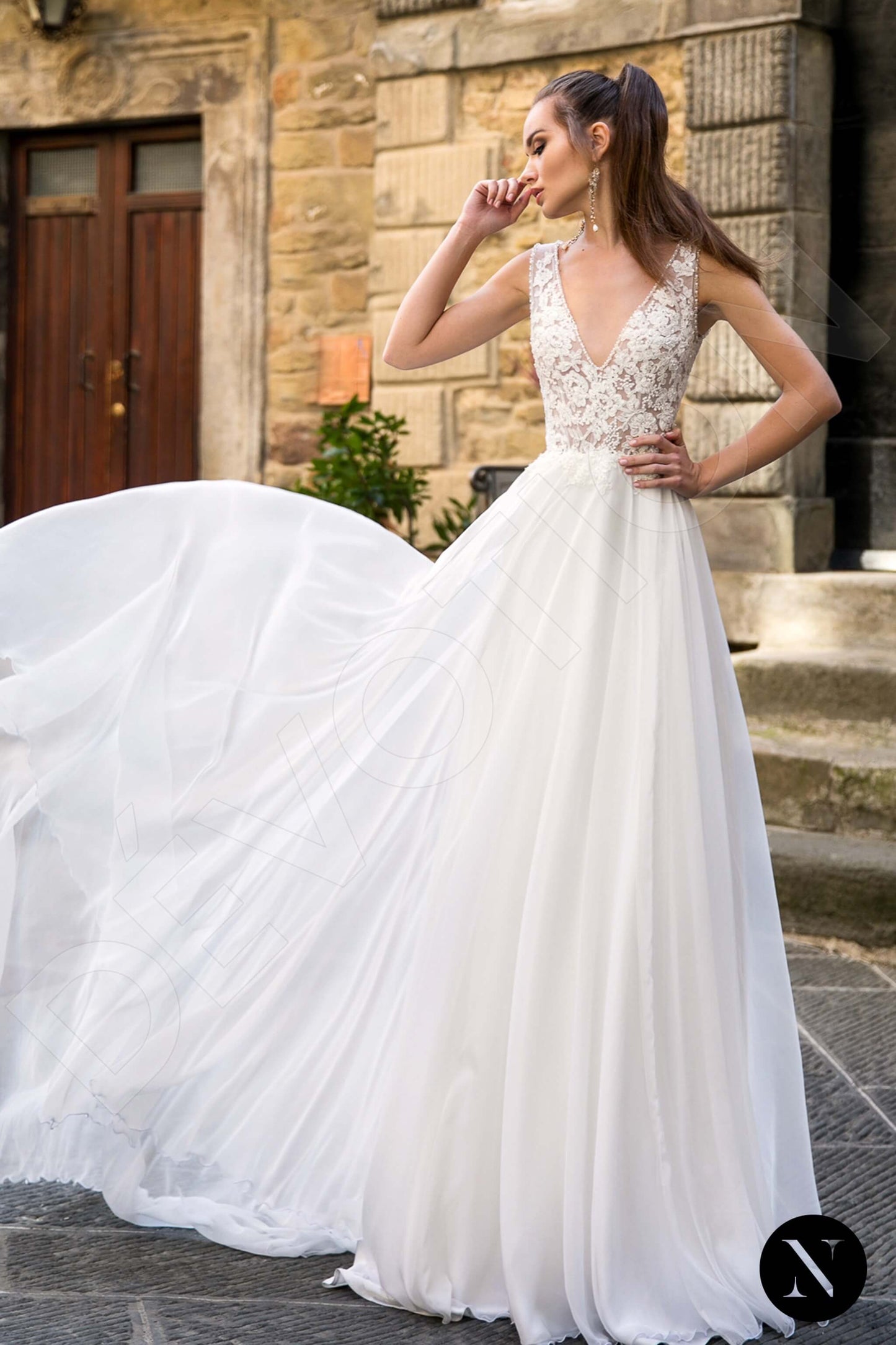 Viola Full back A-line Sleeveless Wedding Dress Front