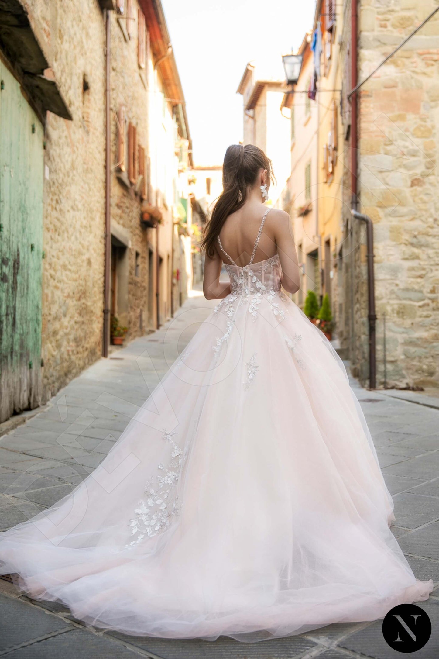 Elora Open back A-line Straps Wedding Dress Back