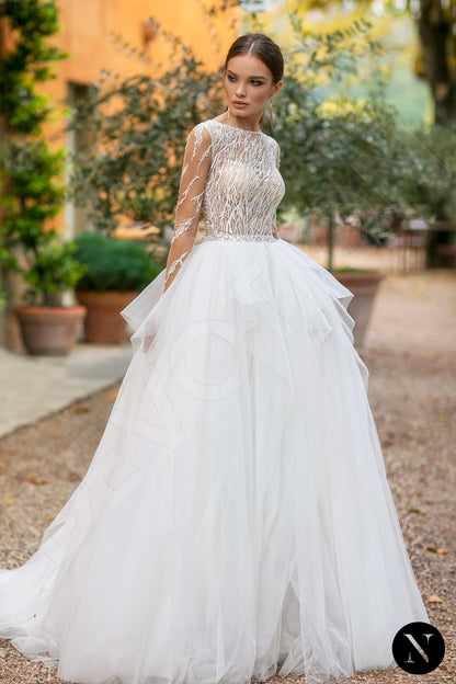 Nermesia Full back Princess/Ball Gown Long sleeve Wedding Dress Front