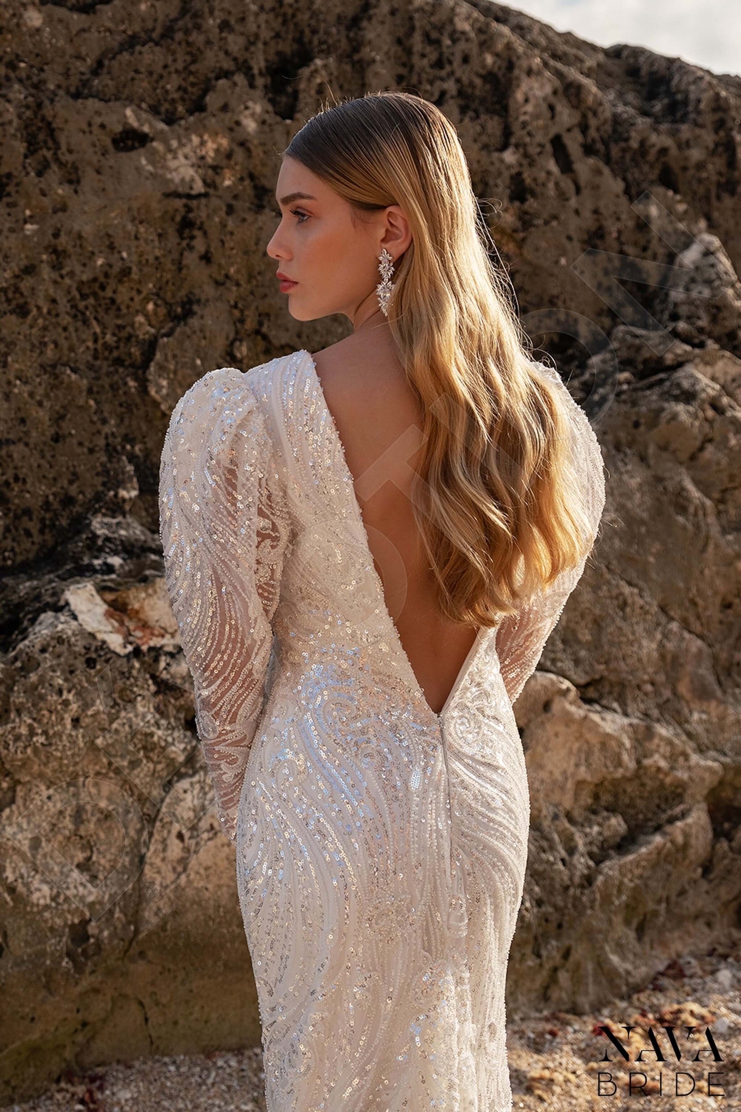 Elenisa Open back Trumpet/Mermaid Long sleeve Wedding Dress 3