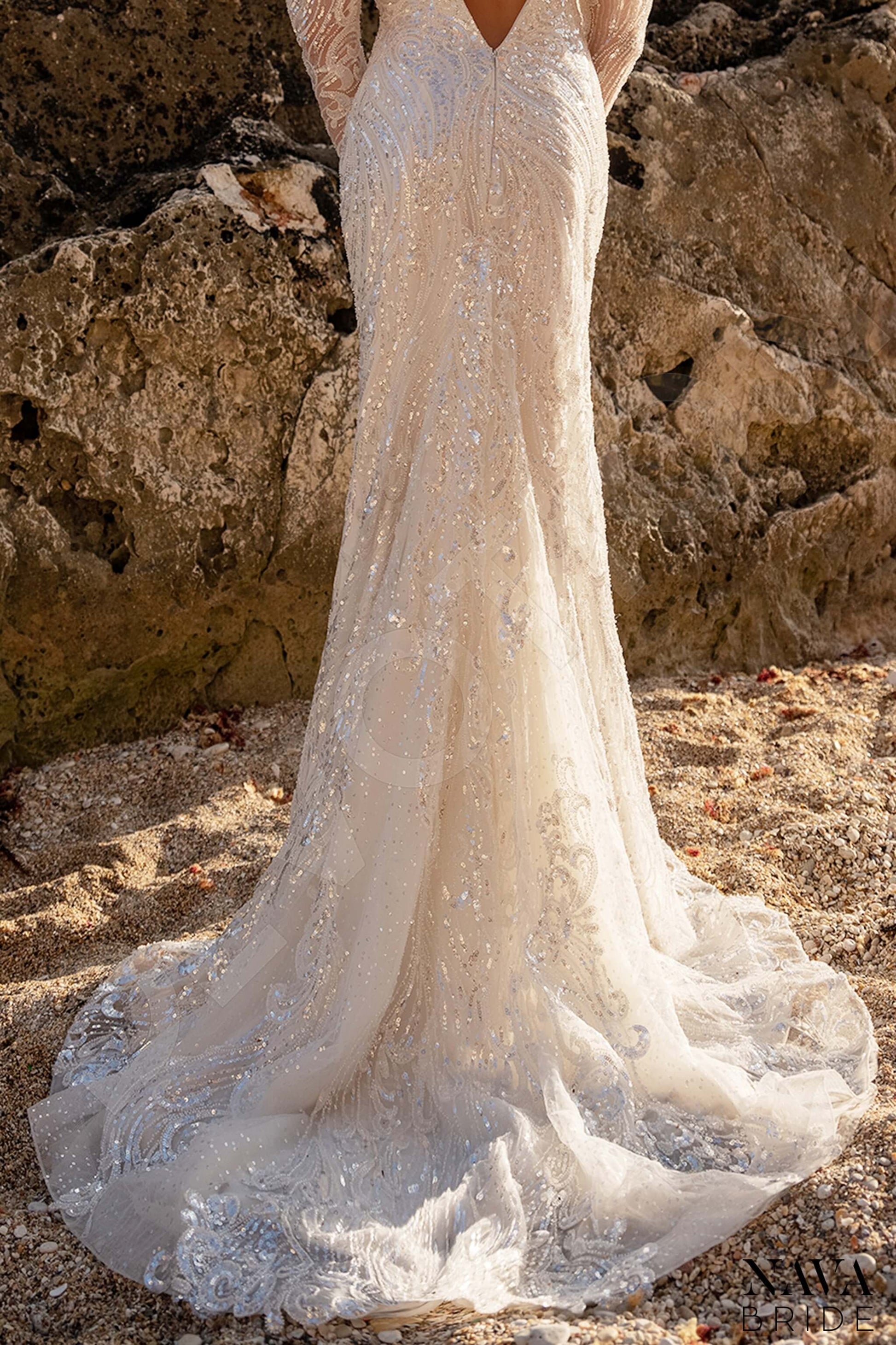 Elenisa Trumpet/Mermaid Jewel Milk Wedding dress
