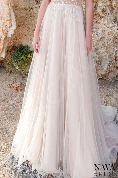 Elisija Full back A-line Short/ Cap sleeve Wedding Dress 7