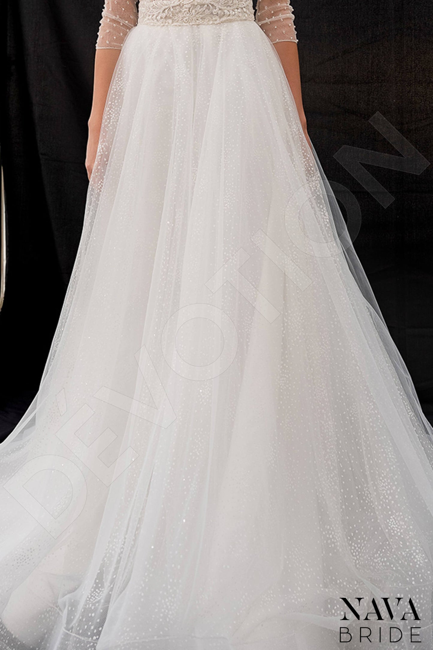 Jordan Full back A-line 3/4 sleeve Wedding Dress 5