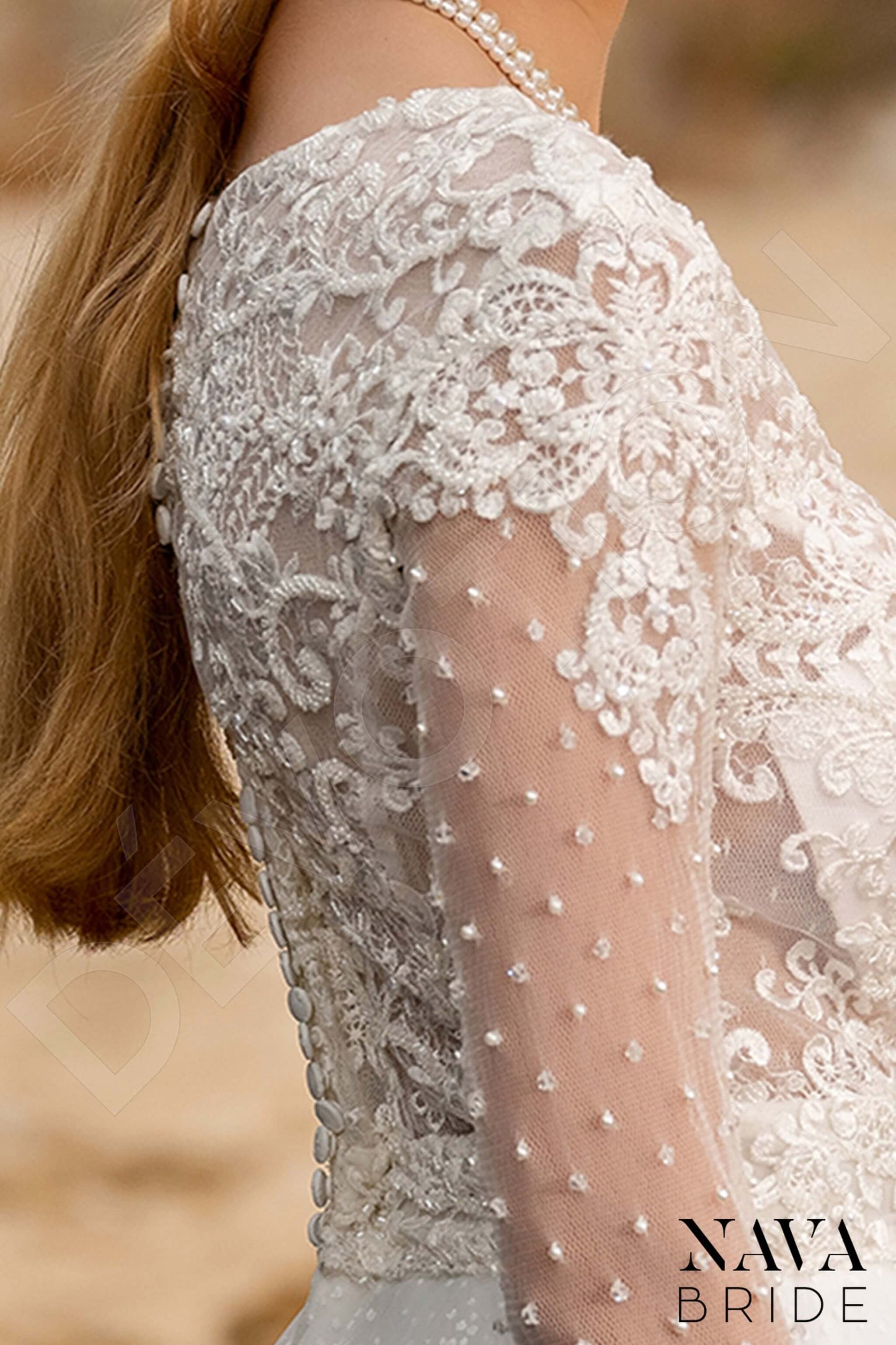 Jordan Full back A-line 3/4 sleeve Wedding Dress 7