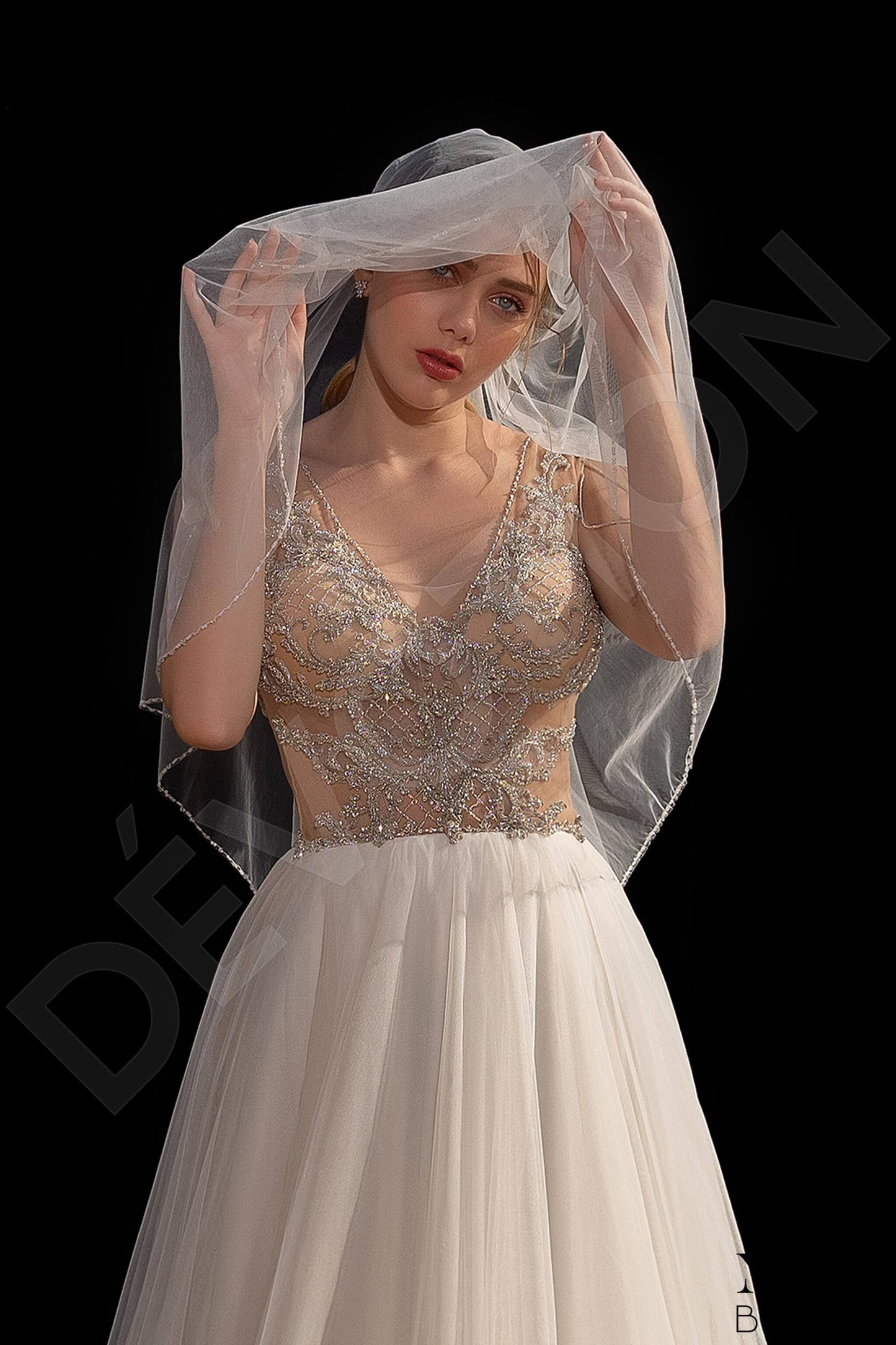 Loretta Open back A-line Short/ Cap sleeve Wedding Dress 2