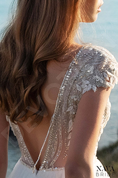 Lunia Open back A-line Short/ Cap sleeve Wedding Dress 4