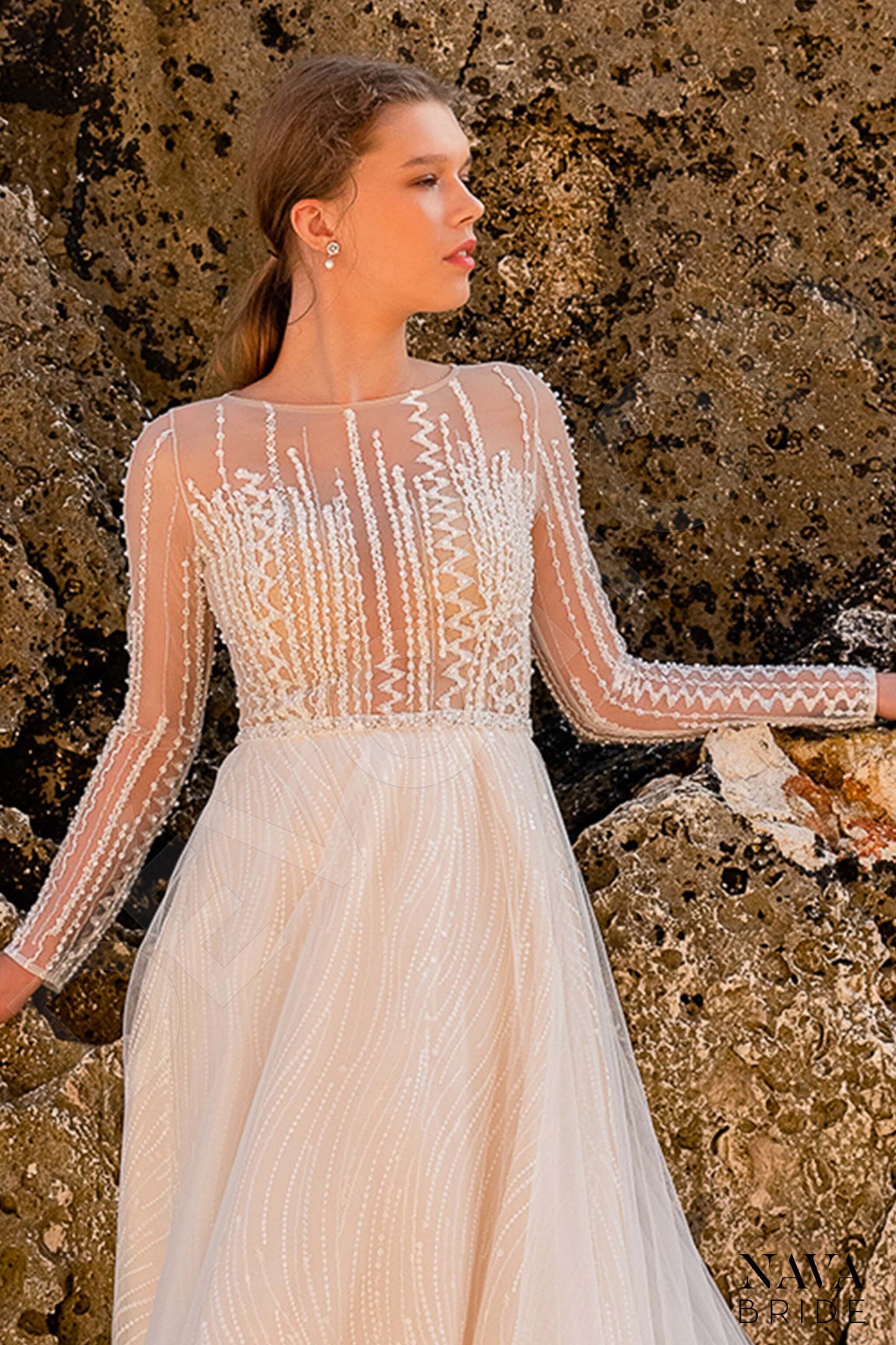 Rosinia Full back A-line Long sleeve Wedding Dress 2