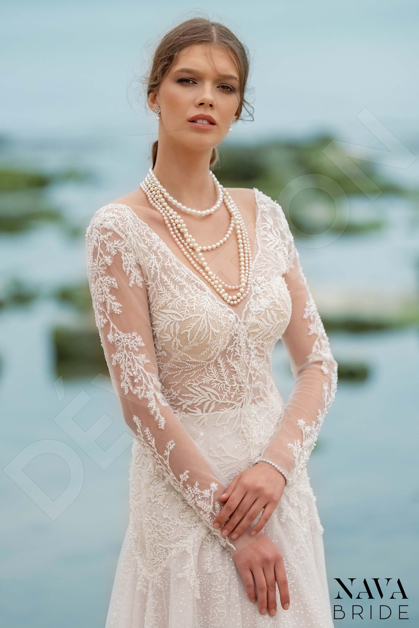 Sabirina Open back A-line Long sleeve Wedding Dress 2