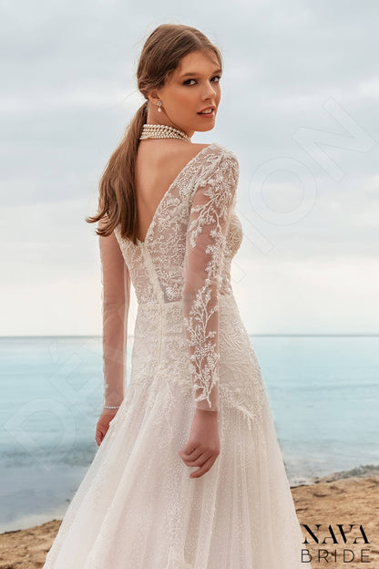 Sabirina Open back A-line Long sleeve Wedding Dress 3