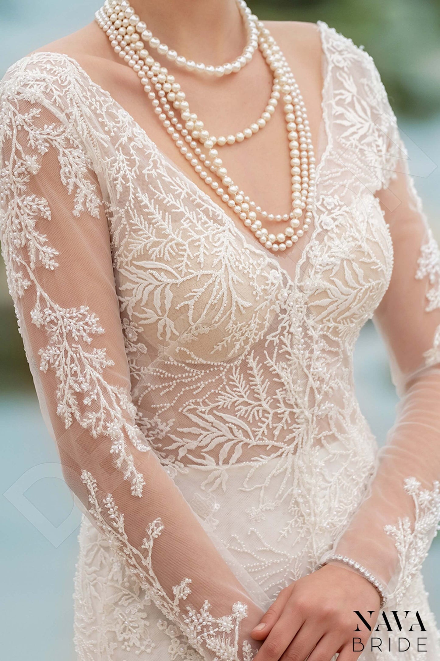 Sabirina Open back A-line Long sleeve Wedding Dress 5