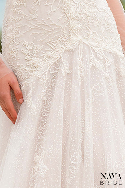 Sabirina Open back A-line Long sleeve Wedding Dress 7