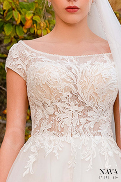 Solange Full back A-line Short/ Cap sleeve Wedding Dress 3