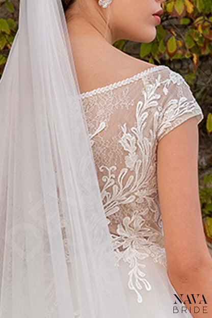 Solange Full back A-line Short/ Cap sleeve Wedding Dress 6
