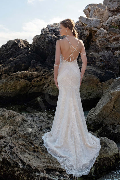 Veronia Open back Trumpet/Mermaid Sleeveless Wedding Dress Back