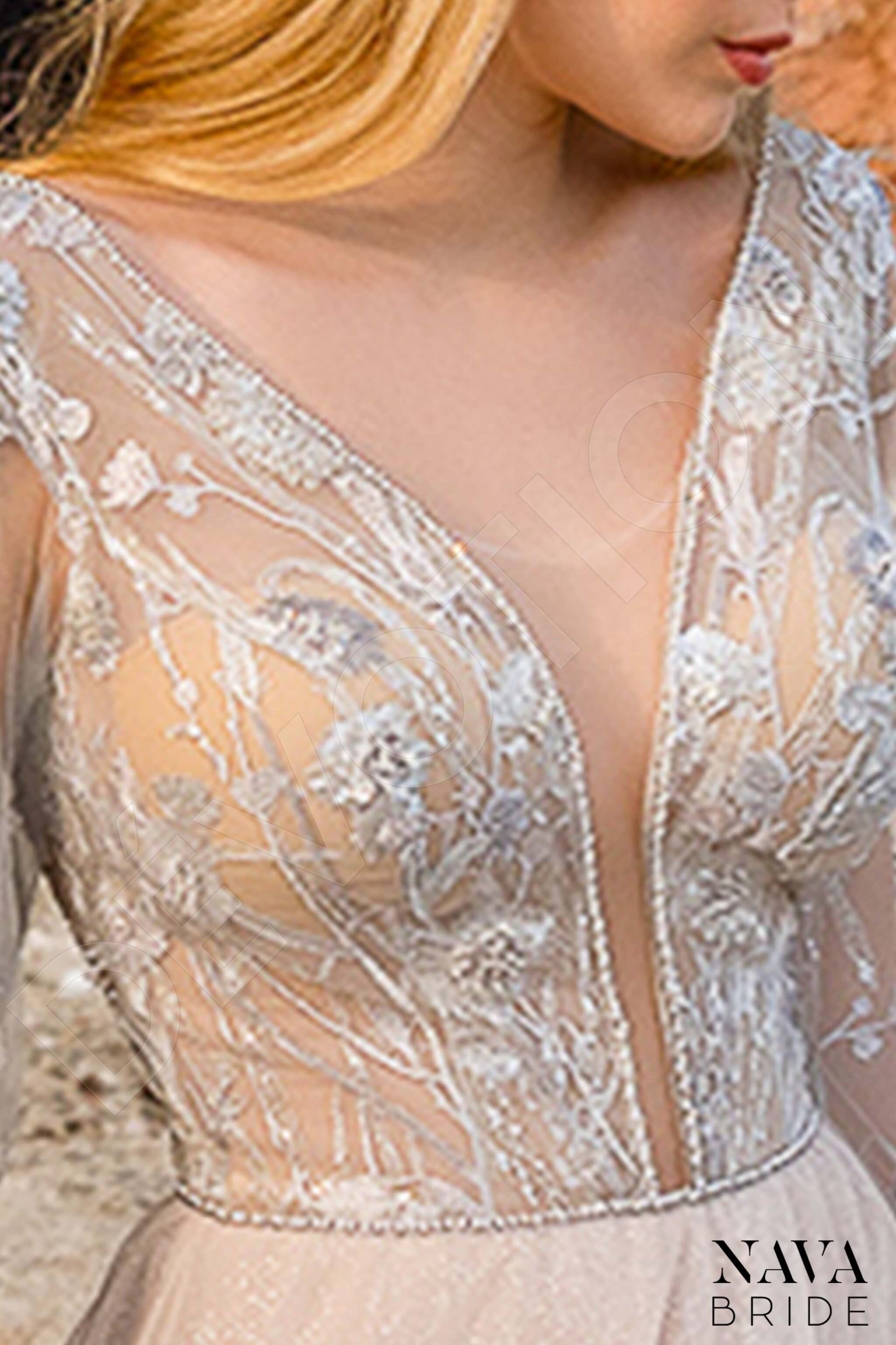Vivien A-line Scoop Lightblue Nude Wedding dress
