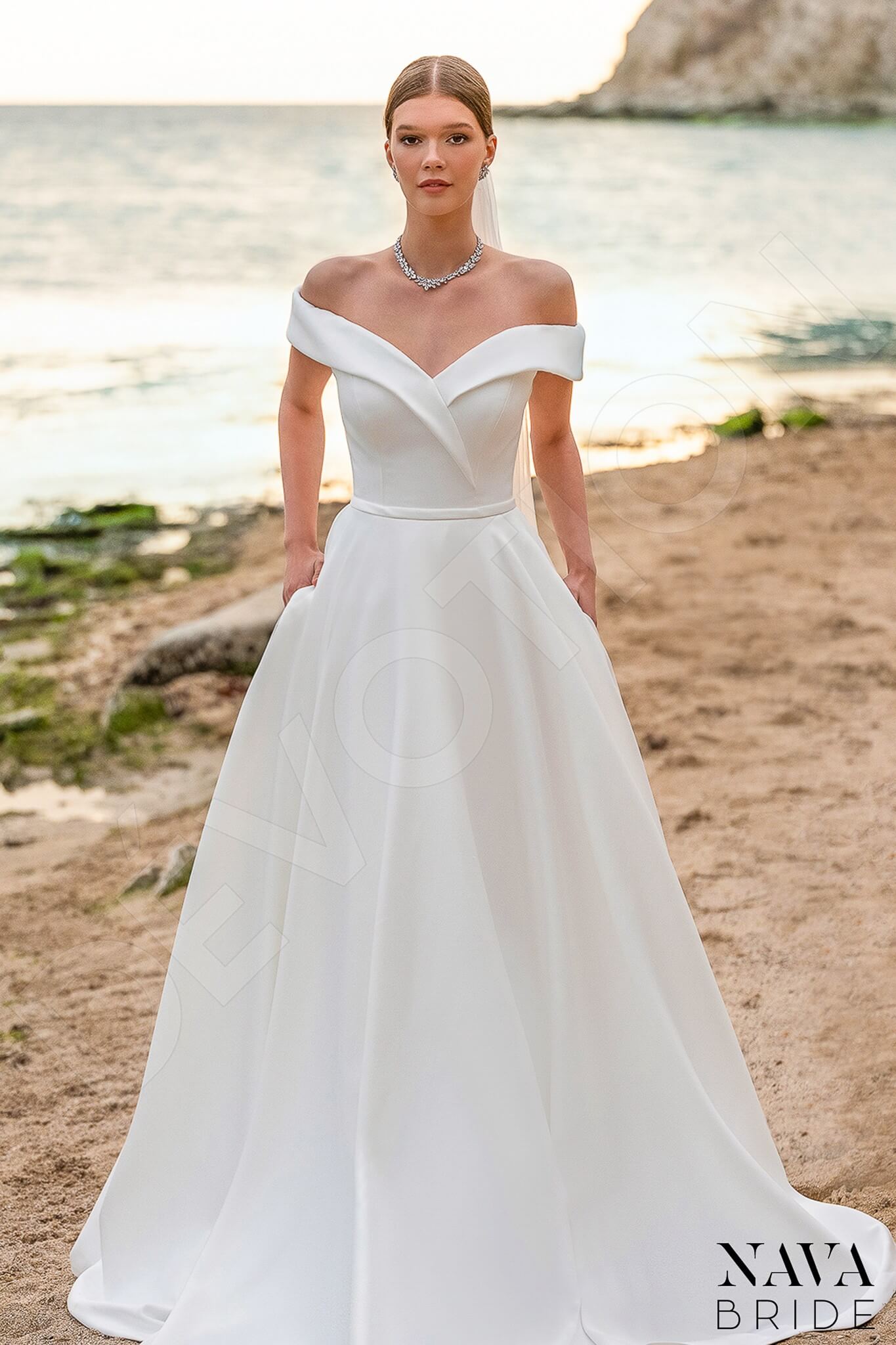 Amanella Open back A-line Sleeveless Wedding Dress Front