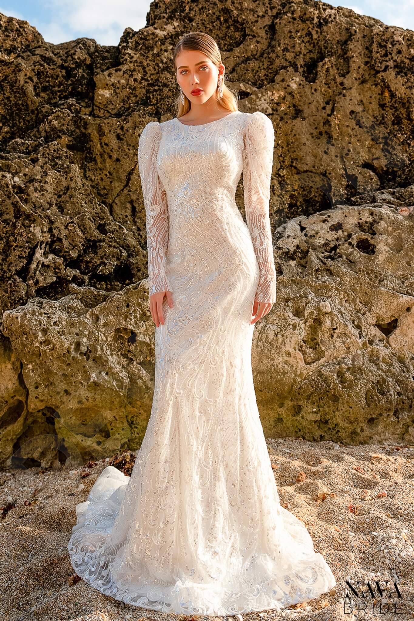Elenisa Open back Trumpet/Mermaid Long sleeve Wedding Dress Front