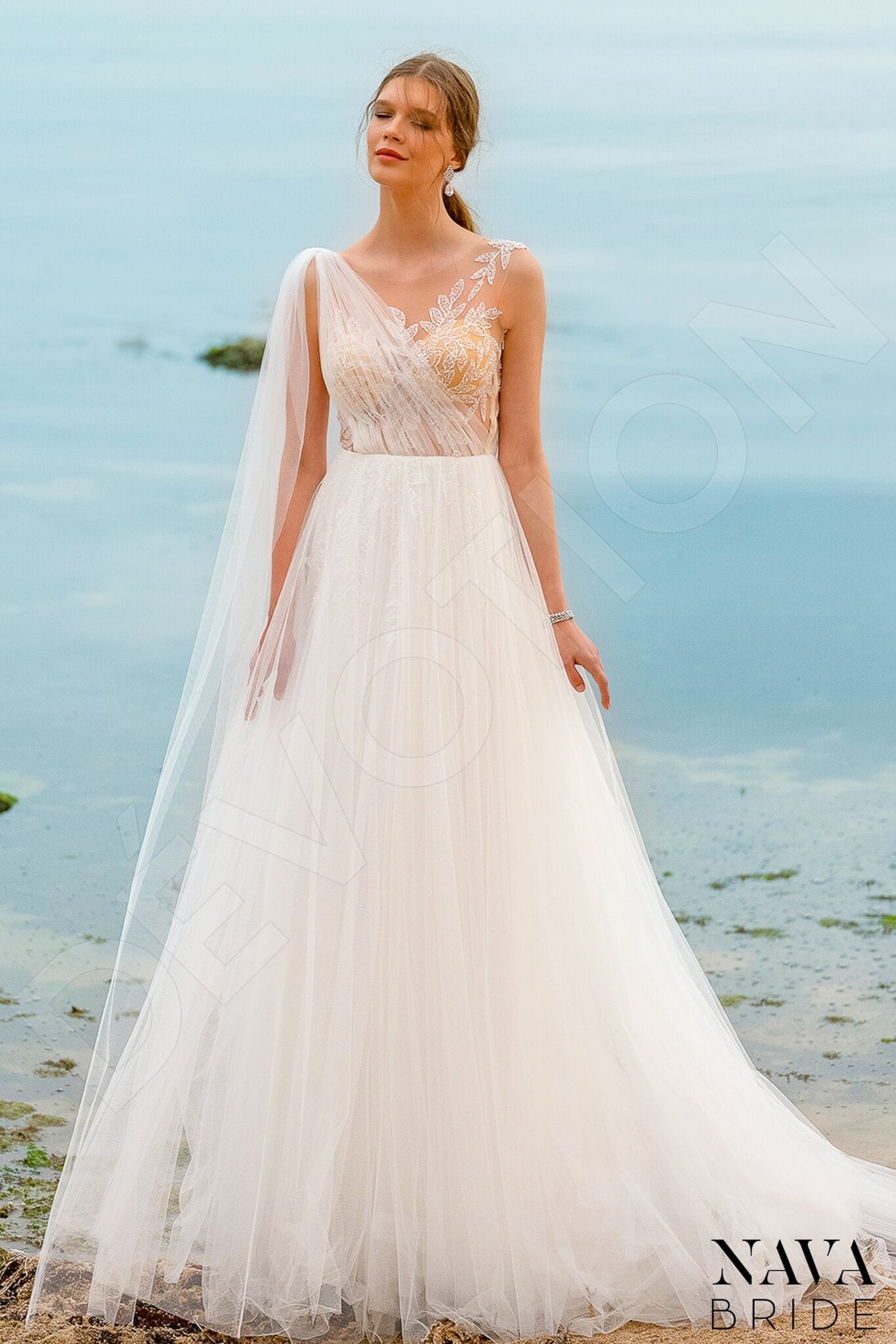Kaylee Full back A-line Sleeveless Wedding Dress Front