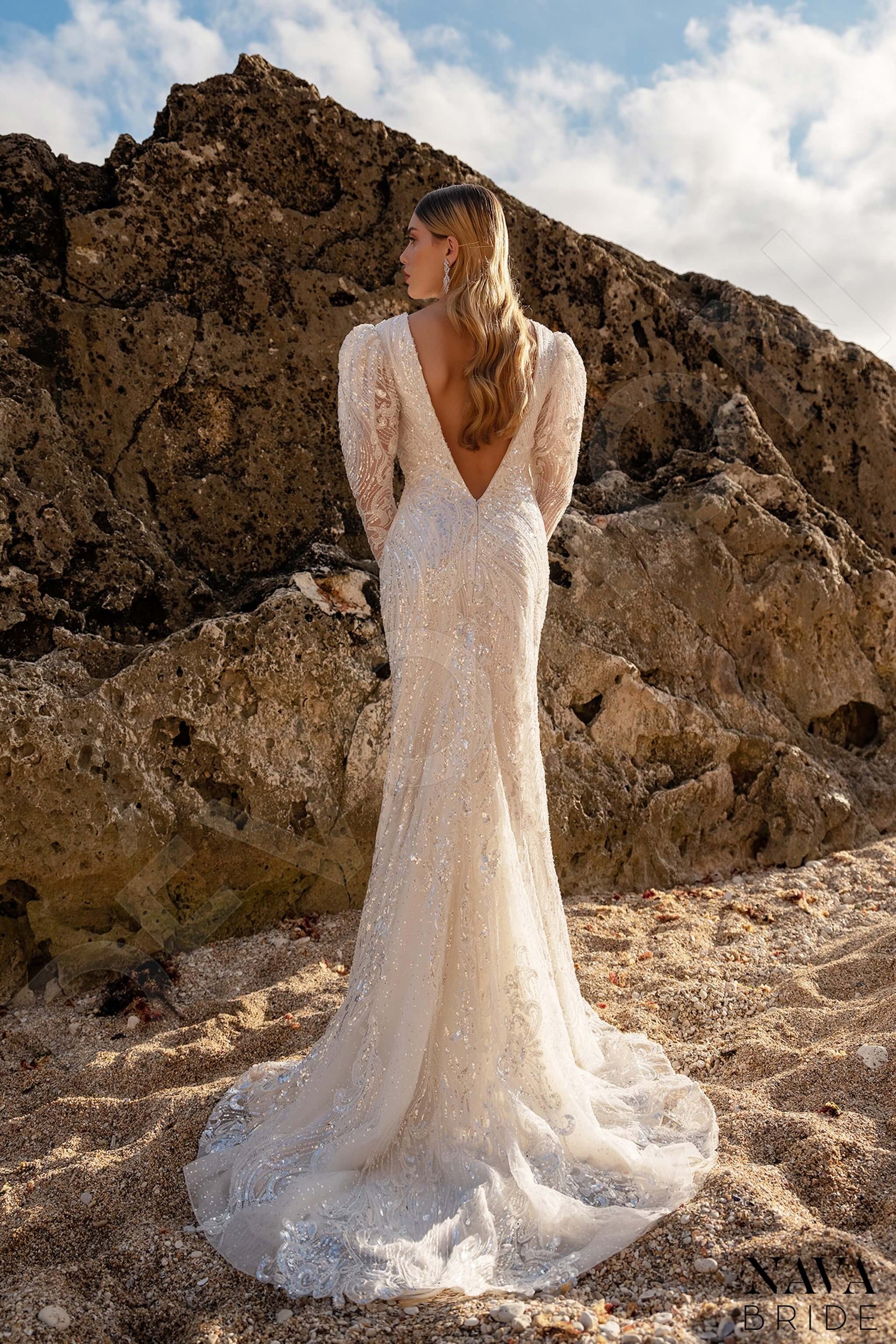 Elenisa Trumpet/Mermaid Jewel Milk Wedding dress