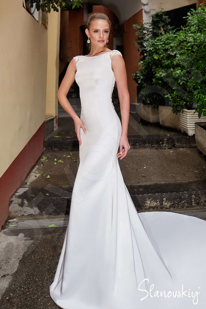 Sveia Full back Trumpet/Mermaid Short/ Cap sleeve Wedding Dress Front