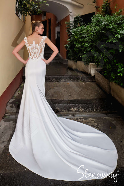 Sveia Full back Trumpet/Mermaid Short/ Cap sleeve Wedding Dress Back