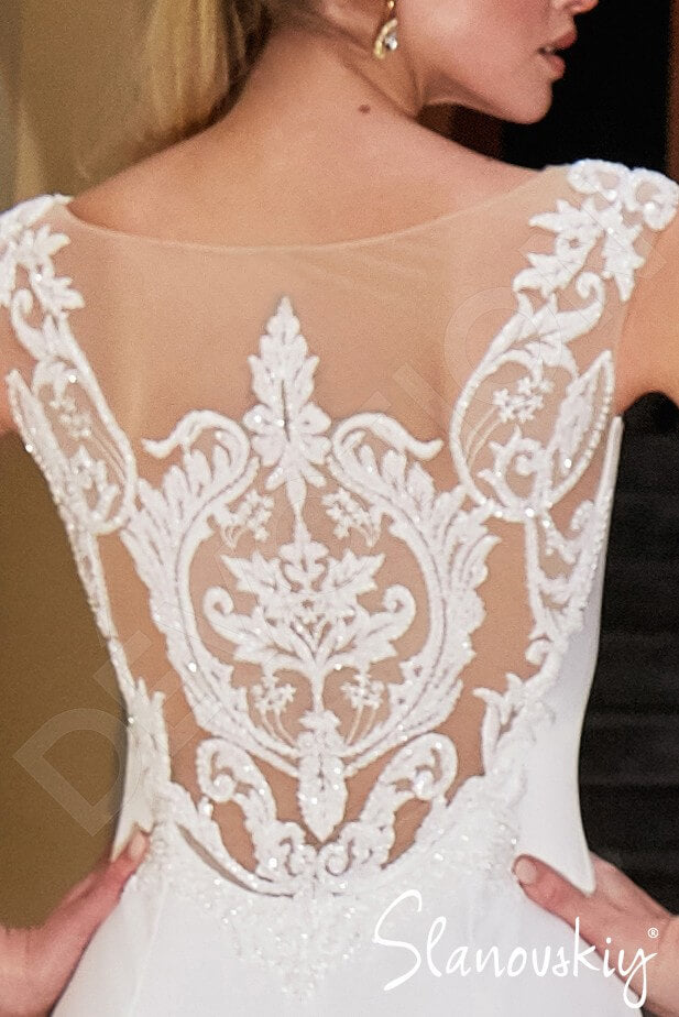 Sveia Full back Trumpet/Mermaid Short/ Cap sleeve Wedding Dress 4