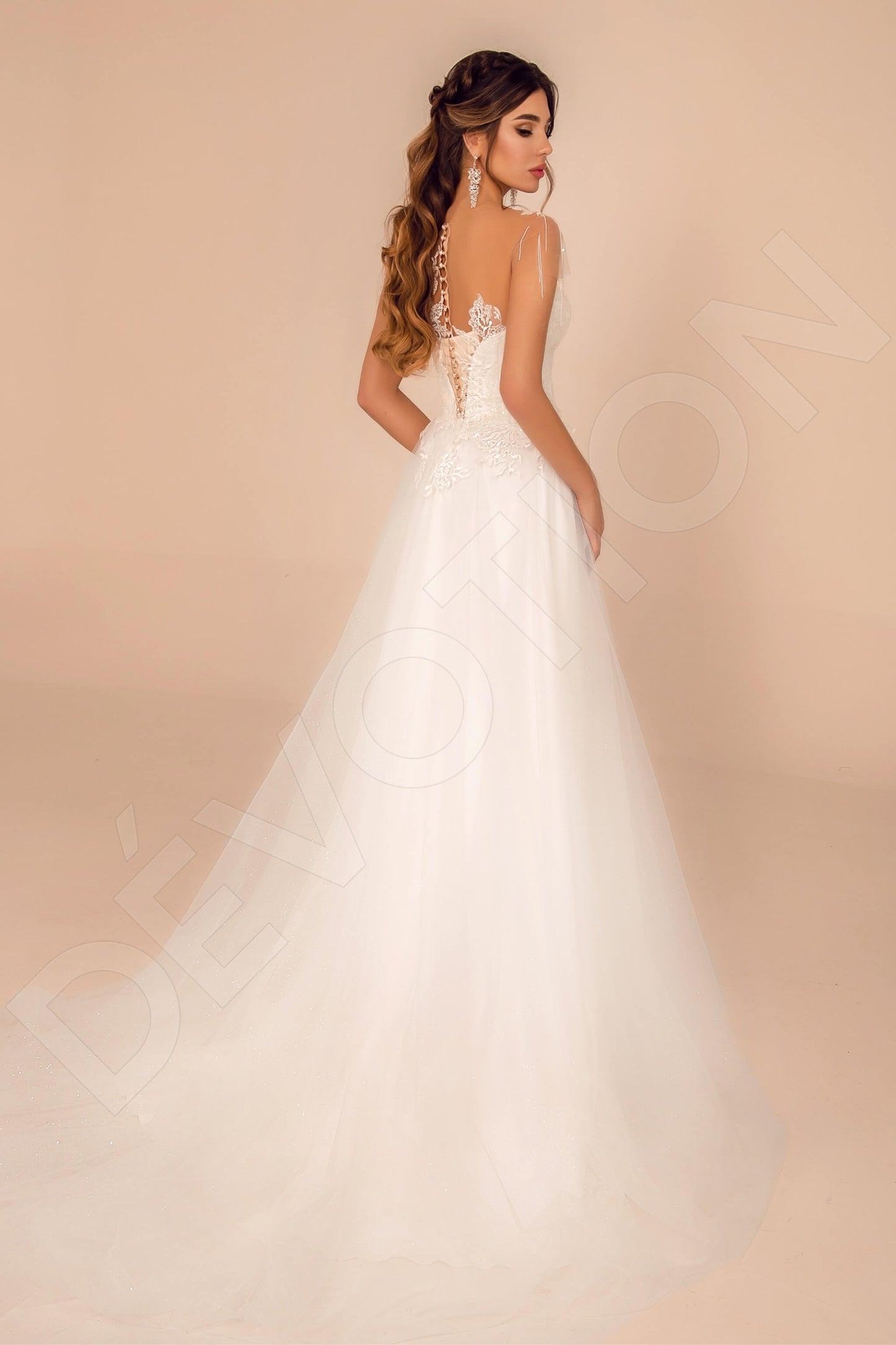 Bearise Full back A-line Short/ Cap sleeve Wedding Dress Back