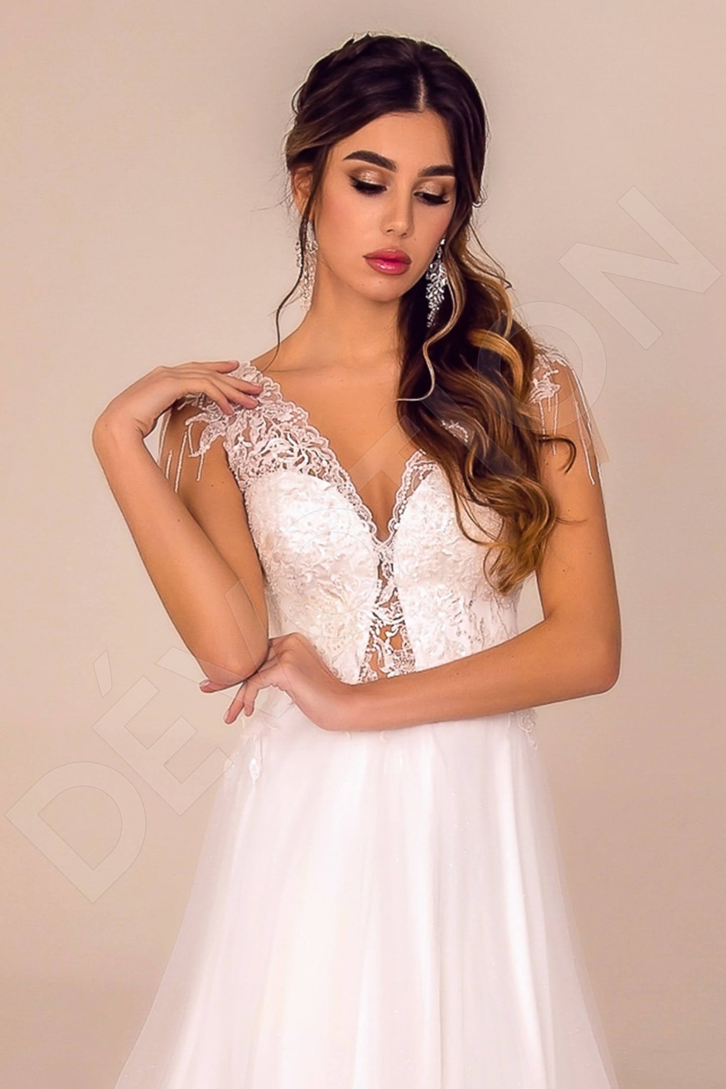 Bearise Full back A-line Short/ Cap sleeve Wedding Dress 2