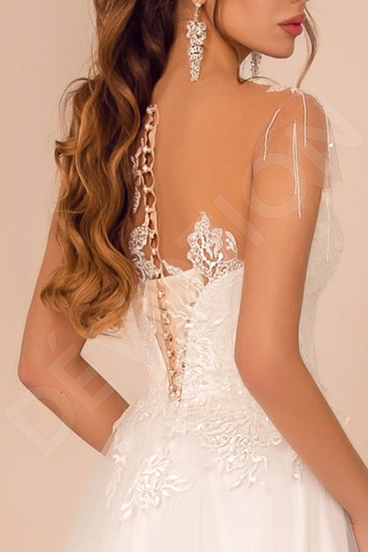 Bearise Full back A-line Short/ Cap sleeve Wedding Dress 6