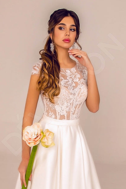 Carsyn Full back A-line Short/ Cap sleeve Wedding Dress 2