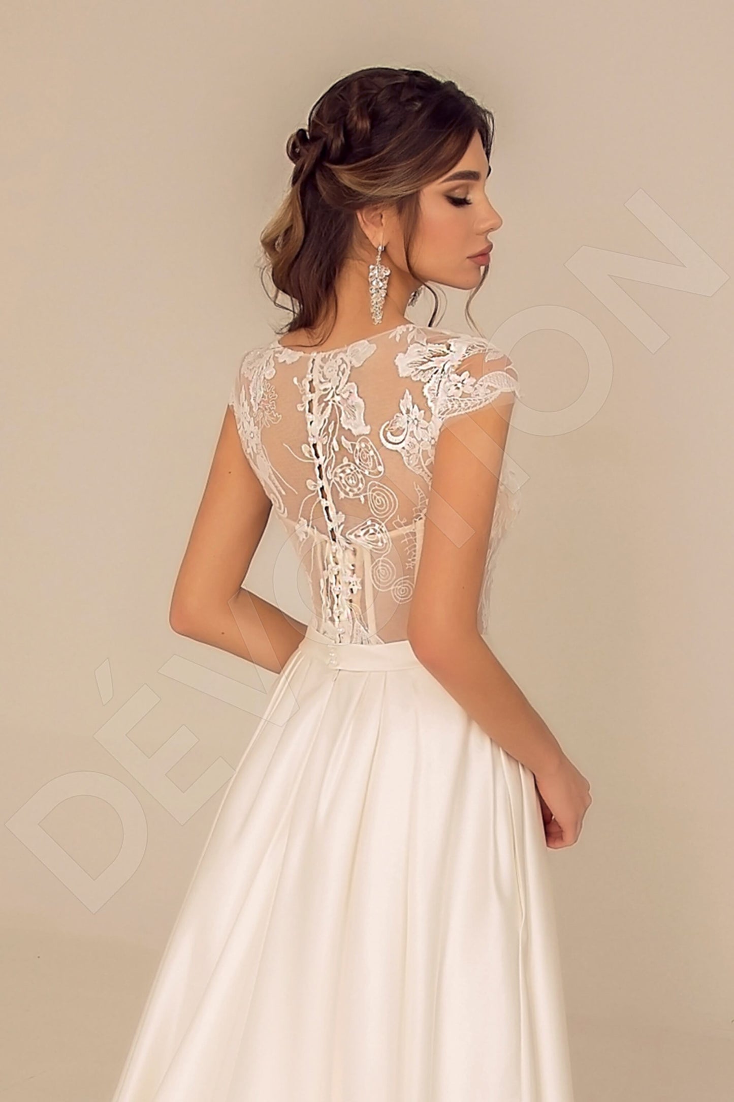 Carsyn Full back A-line Short/ Cap sleeve Wedding Dress 5