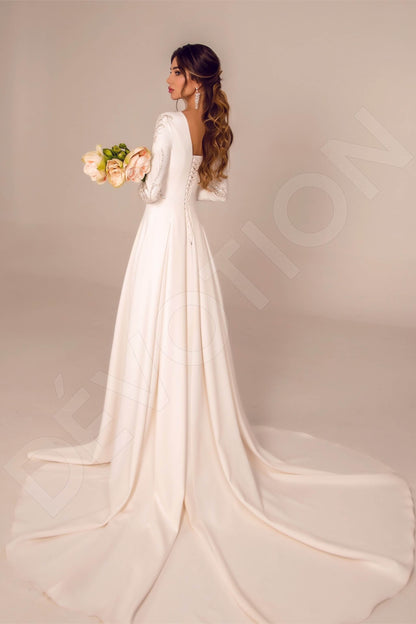 Danicia Open back A-line Long sleeve Wedding Dress Back