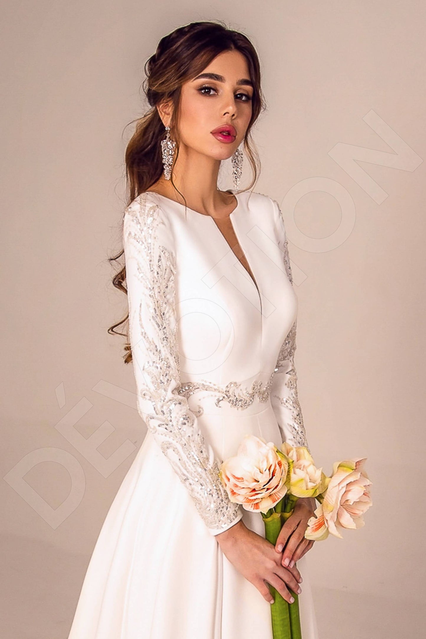 Danicia Open back A-line Long sleeve Wedding Dress 2