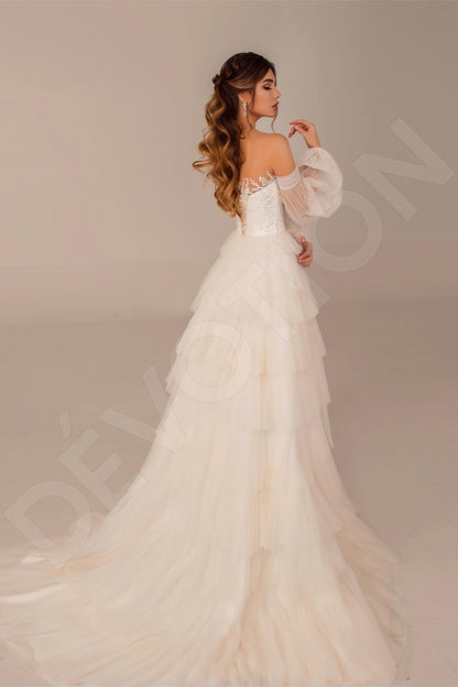 Kayla Illusion back A-line Long sleeve Wedding Dress Back