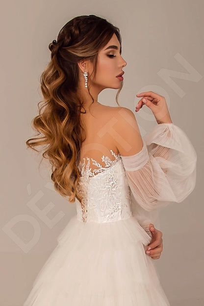 Kayla Illusion back A-line Long sleeve Wedding Dress 4