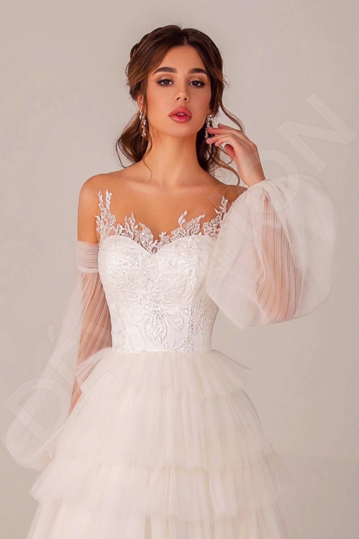 Kayla Illusion back A-line Long sleeve Wedding Dress 2
