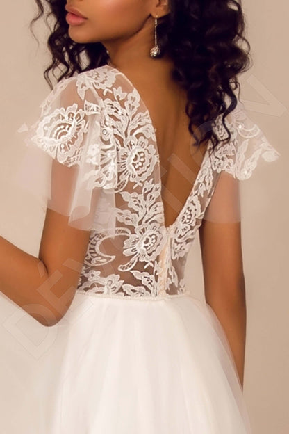Kyndall Open back A-line Short/ Cap sleeve Wedding Dress 5