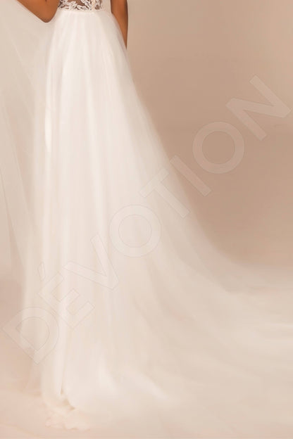 Kyndall Open back A-line Short/ Cap sleeve Wedding Dress 7
