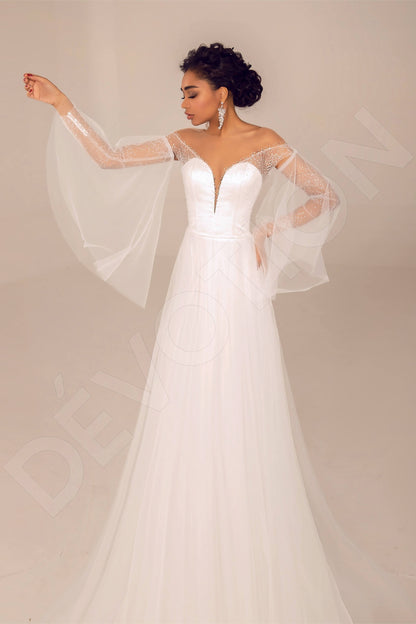 Luz Full back A-line Short/ Cap sleeve Wedding Dress 4